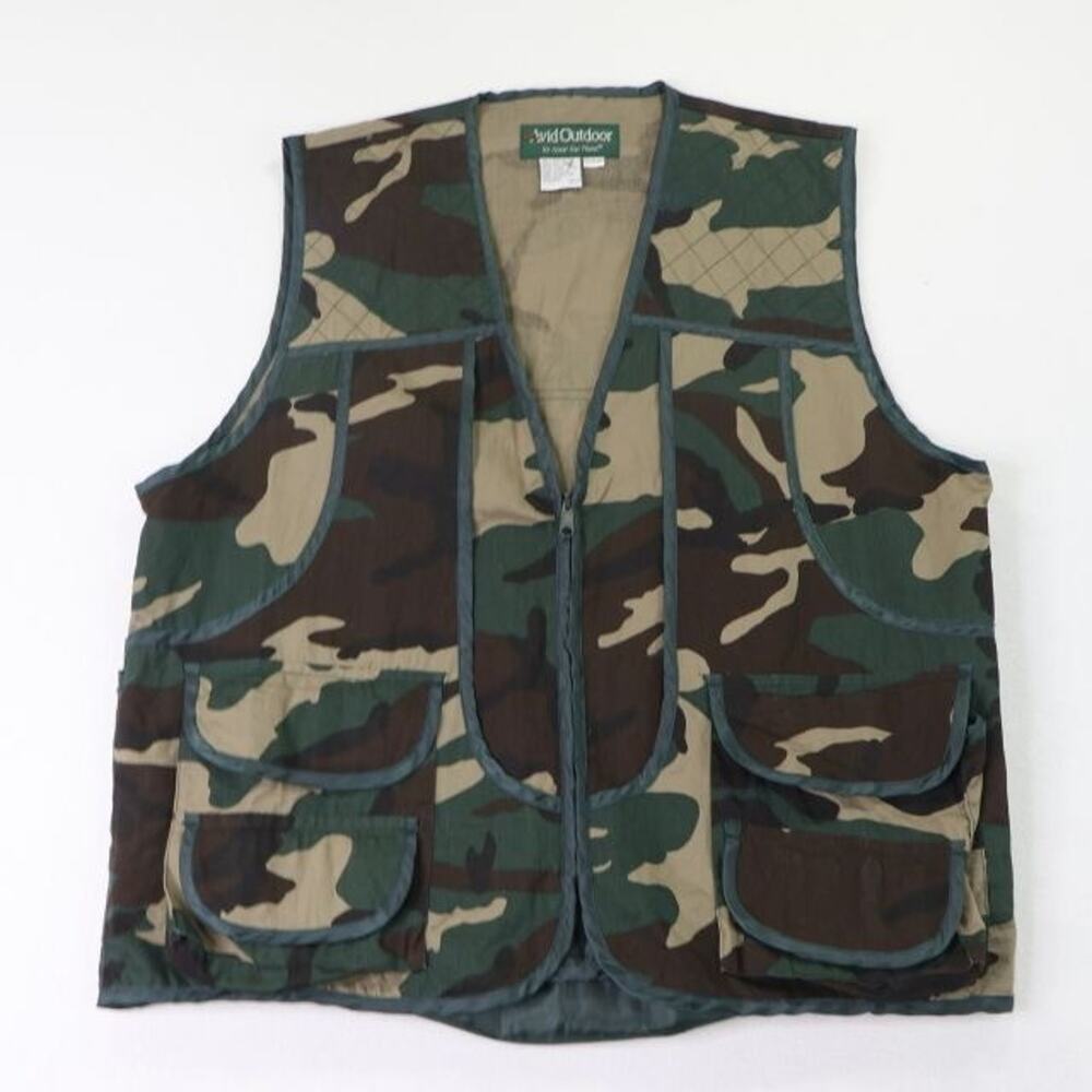 Vintage Avid Outdoor Camouflage Vest Mens XL Fishing Hunting Game Bag Pouch